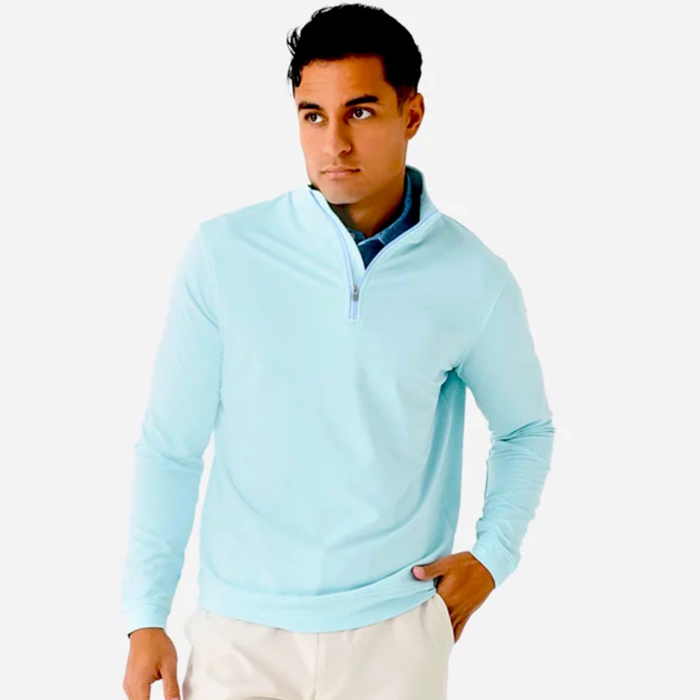 Peter Millar Light Blue Quarter-Zip Sweatshirt